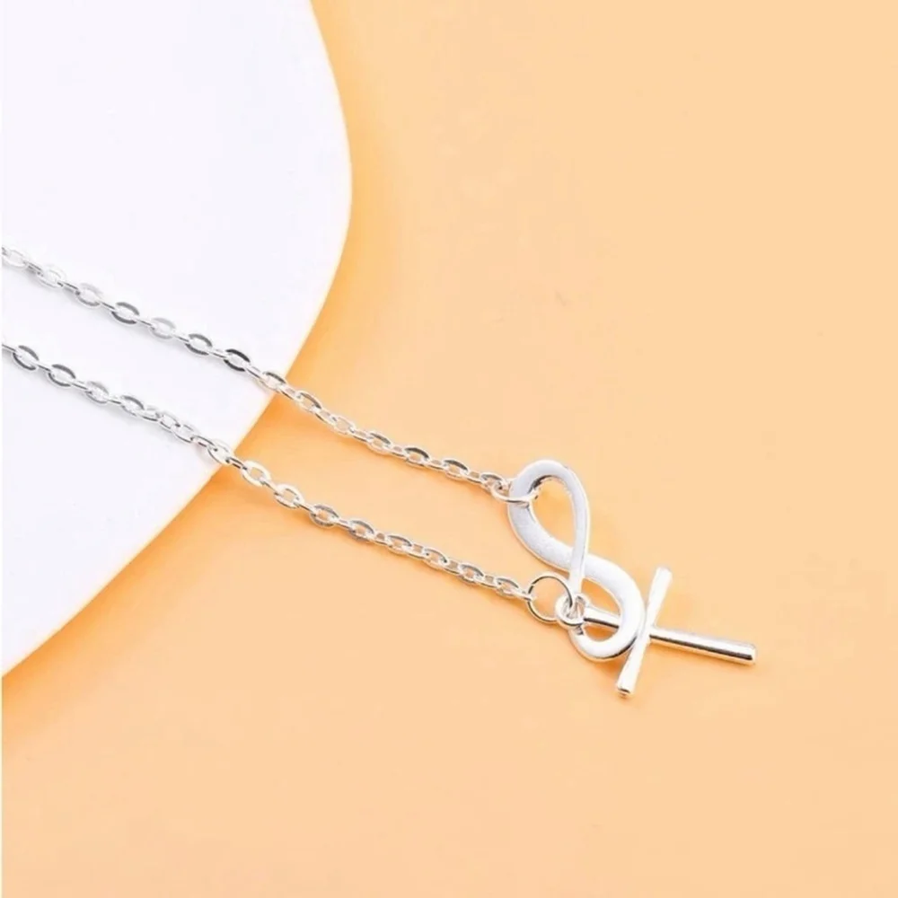 ⚠️Clearance Silver Cross And Infinity Pendant Necklace SS - Picture 2 of 4